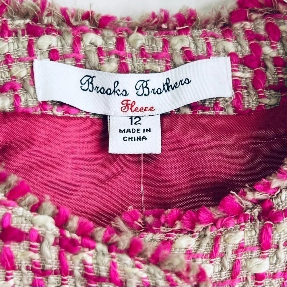 Brooks Bothers Girl’s Tweed Blazer Size 12 Pink Taupe Cream Barbie New NWT